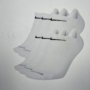 6 Pair Women's Nike No Show Socks Everyday Plus Cushioned Cotton 6 Pack Dri-Fit